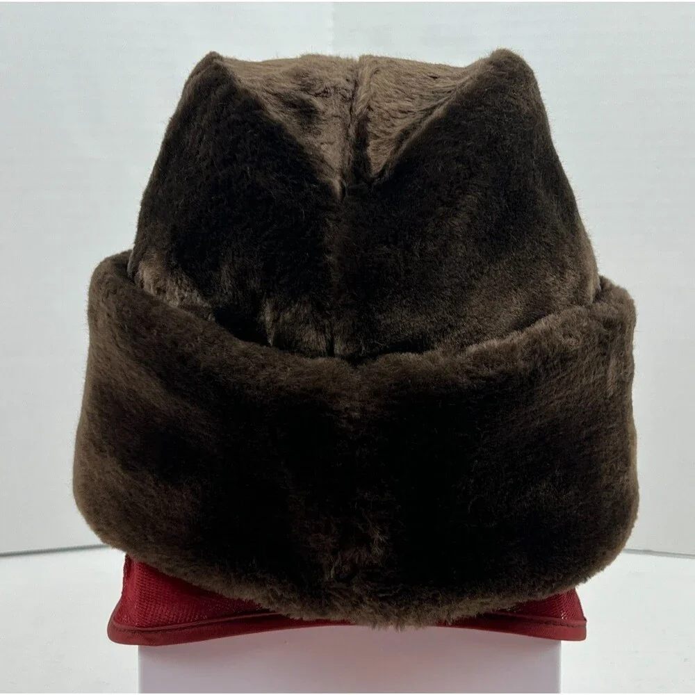 Vtg Large Country Gentleman Winter Faux Fur Trapper Ushanka Hat W/ Ear Coverings